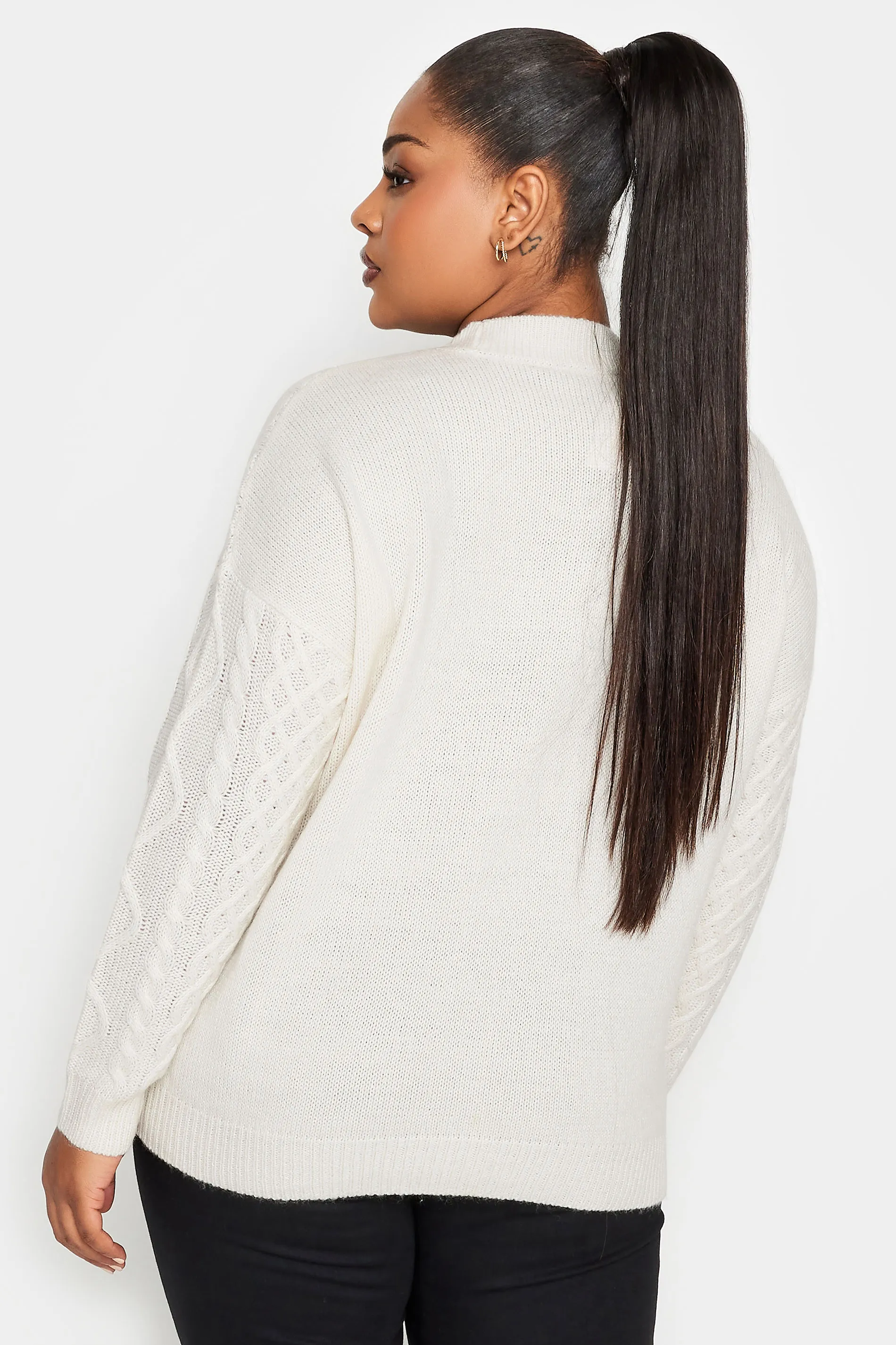 YOURS Curve White Cable Knit Jumper