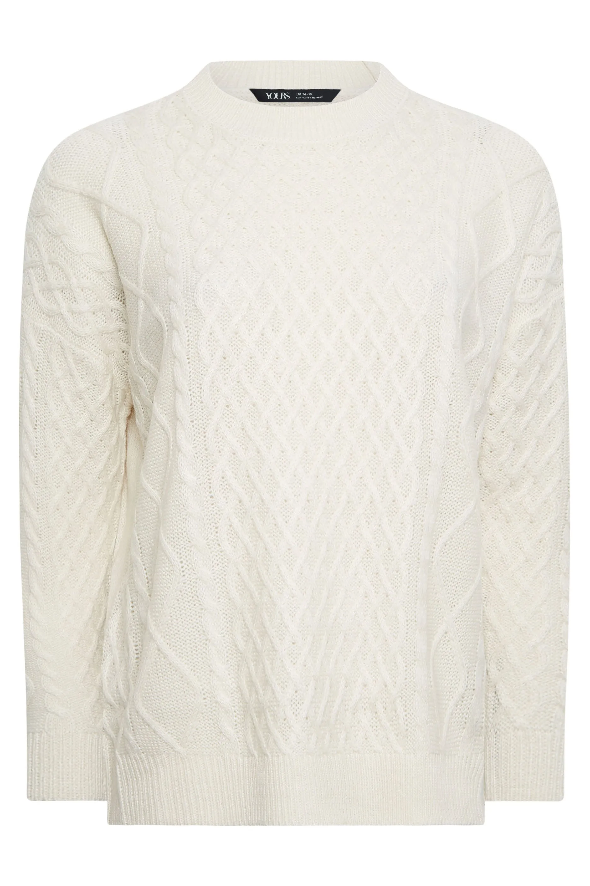 YOURS Curve White Cable Knit Jumper