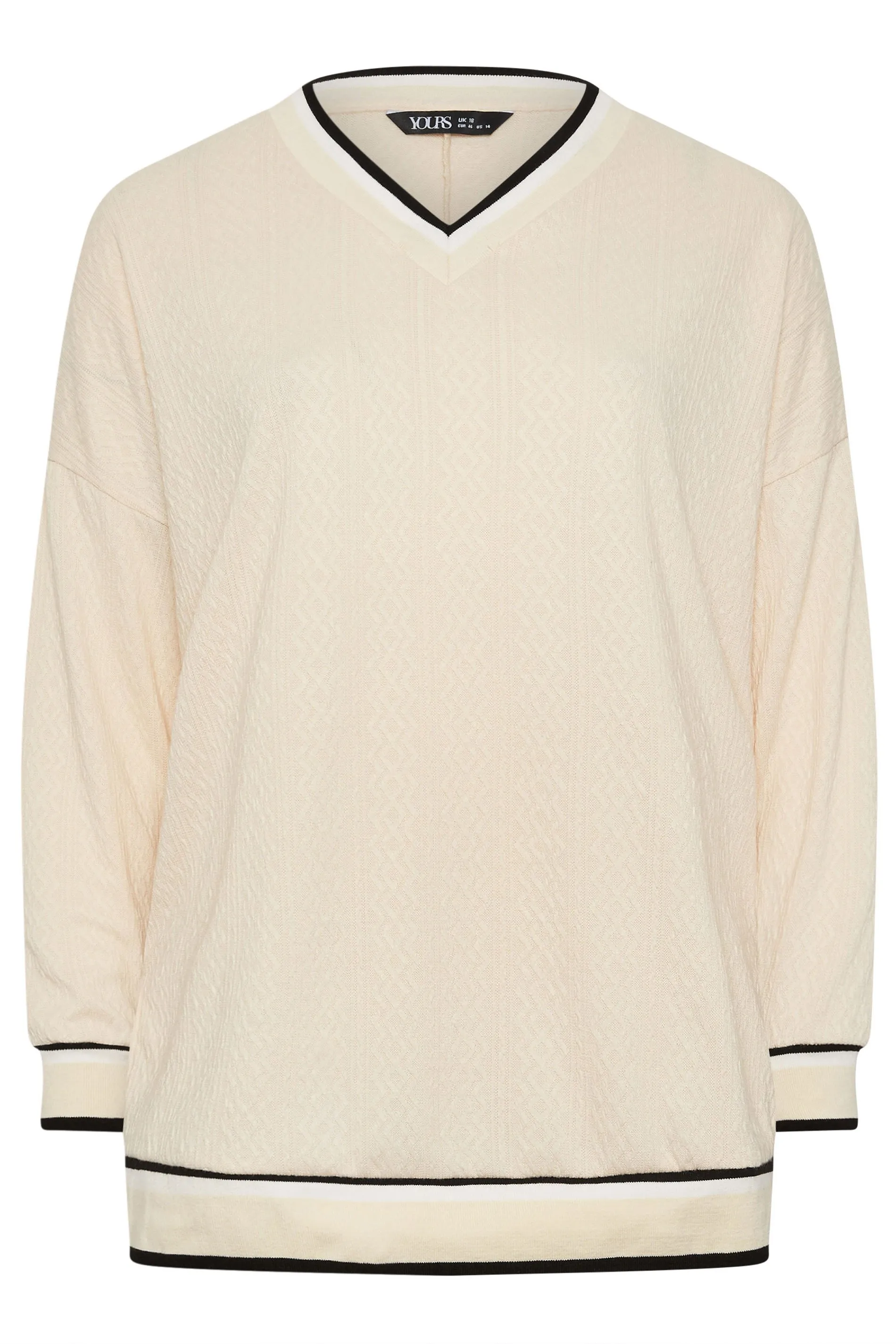 YOURS Curve White Cable Knit Sweatshirt