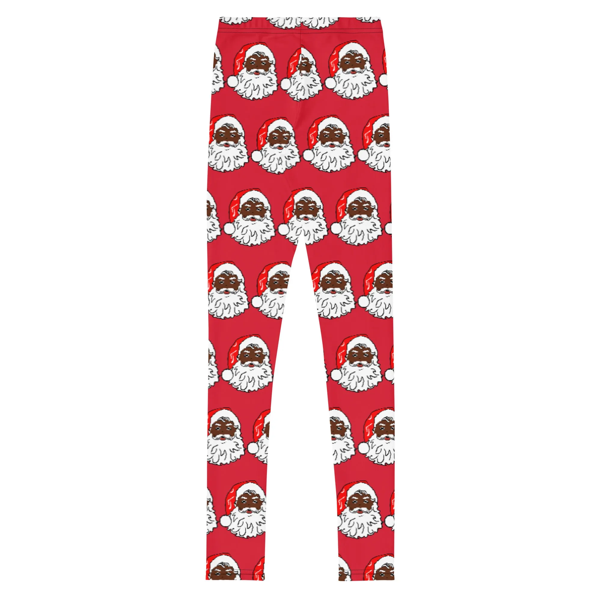 Youth Leggings African American Santa Red