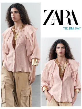 ZARA  |Casual Style Long Sleeves Plain Elegant Style