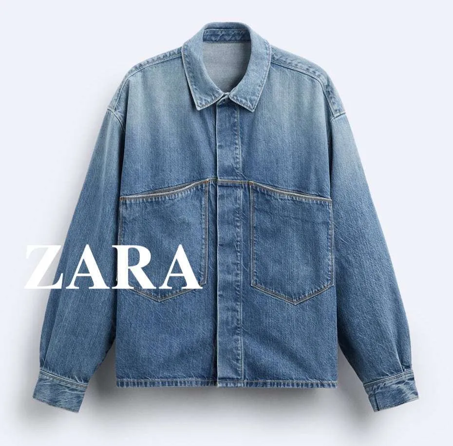 ZARA  |Denim Long Sleeves Shirts