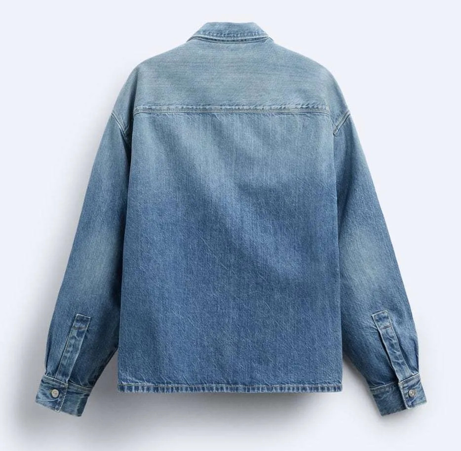 ZARA  |Denim Long Sleeves Shirts