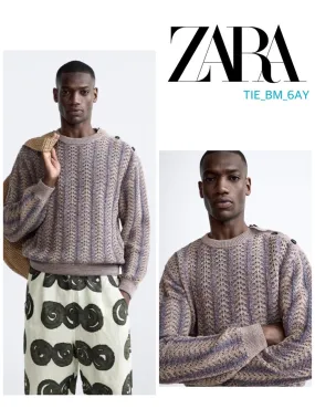 ZARA  |Long Sleeves Cotton Sweaters