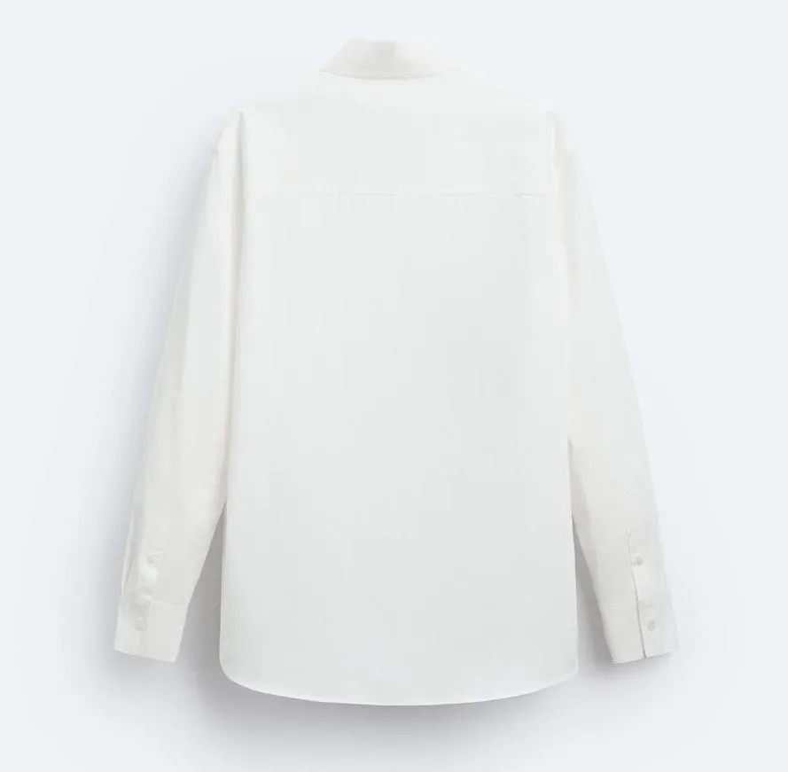 ZARA  |Long Sleeves Plain Shirts