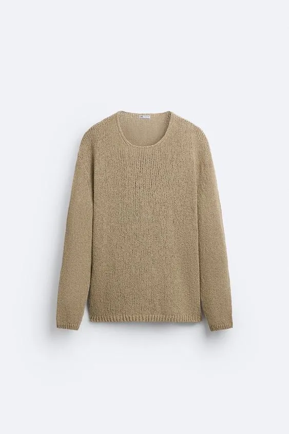 ZARA  |Pullovers Long Sleeves Plain Cotton Sweaters