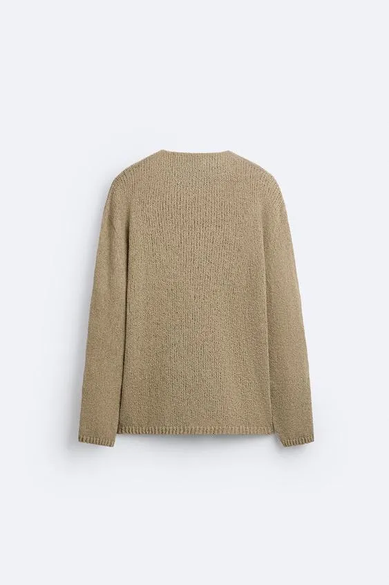 ZARA  |Pullovers Long Sleeves Plain Cotton Sweaters