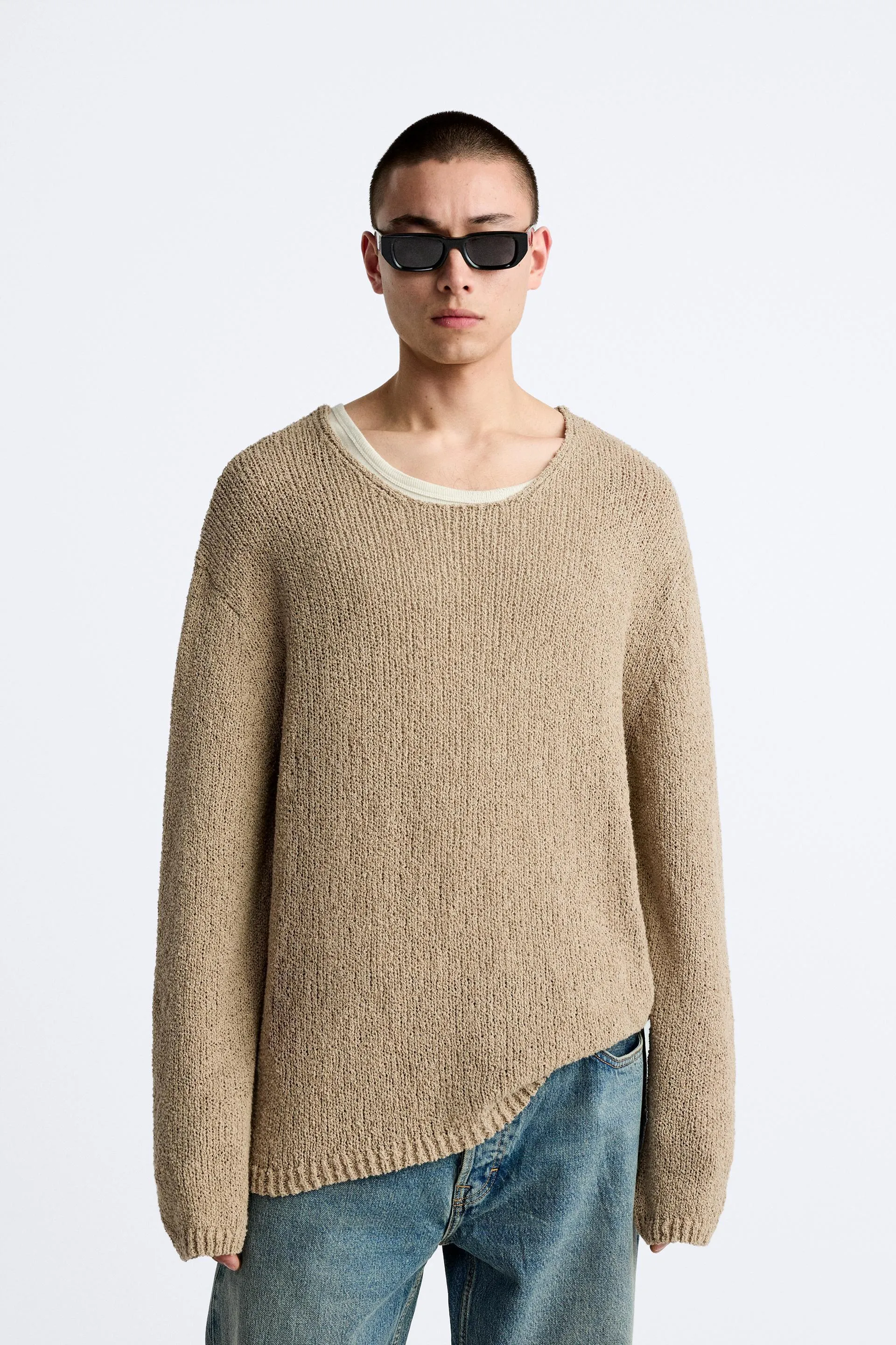 ZARA  |Pullovers Long Sleeves Plain Cotton Sweaters