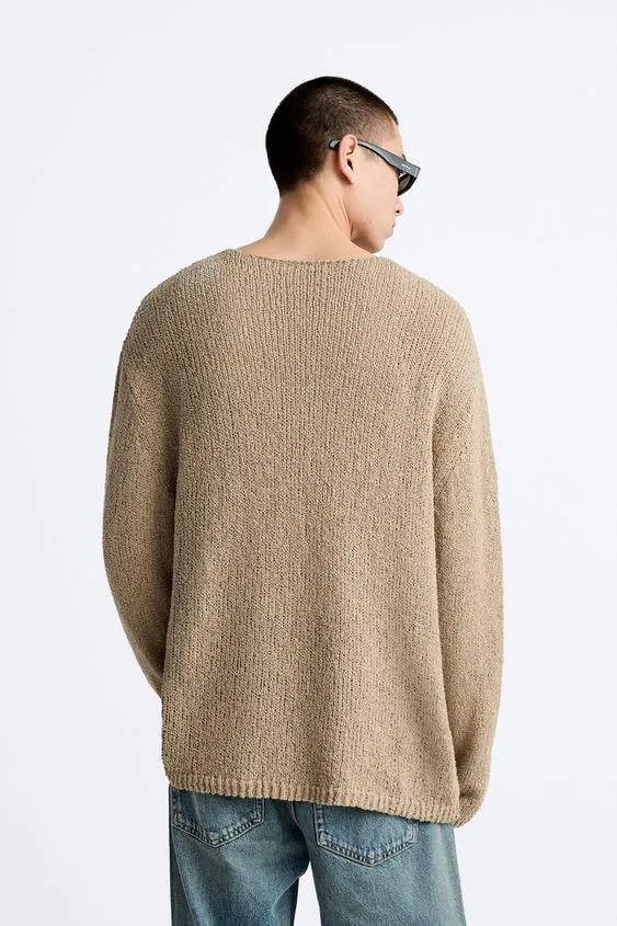 ZARA  |Pullovers Long Sleeves Plain Cotton Sweaters