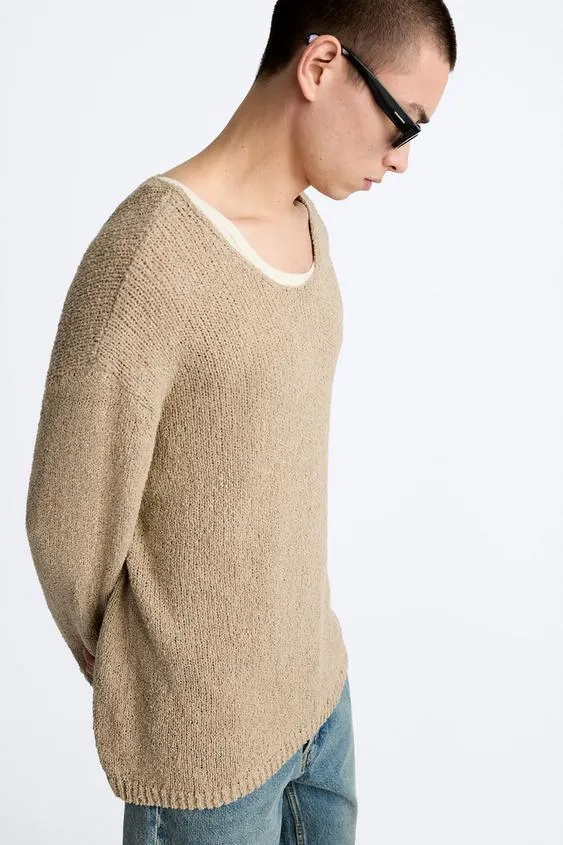 ZARA  |Pullovers Long Sleeves Plain Cotton Sweaters