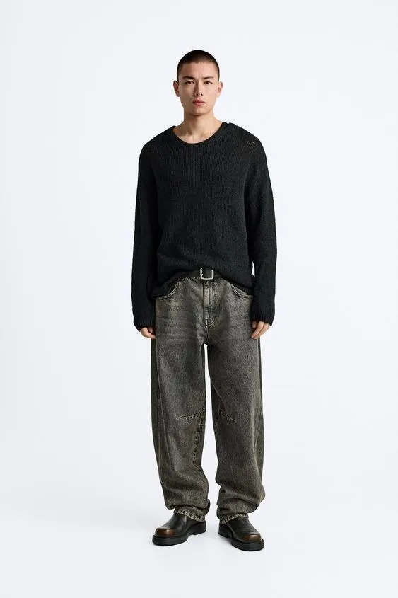 ZARA  |Pullovers Long Sleeves Plain Cotton Sweaters