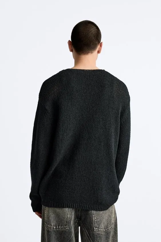 ZARA  |Pullovers Long Sleeves Plain Cotton Sweaters