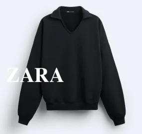 ZARA  |Pullovers Long Sleeves Plain Sweatshirts