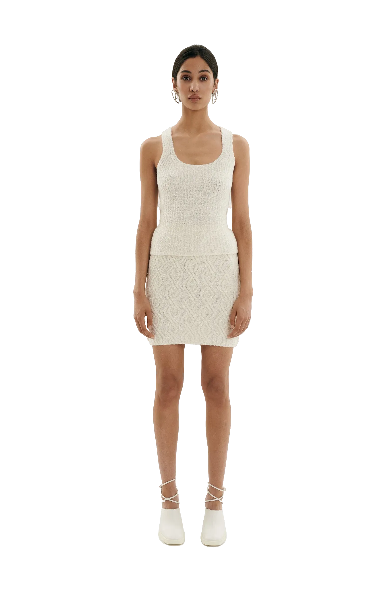 Ève Cable Knit Skirt Cream